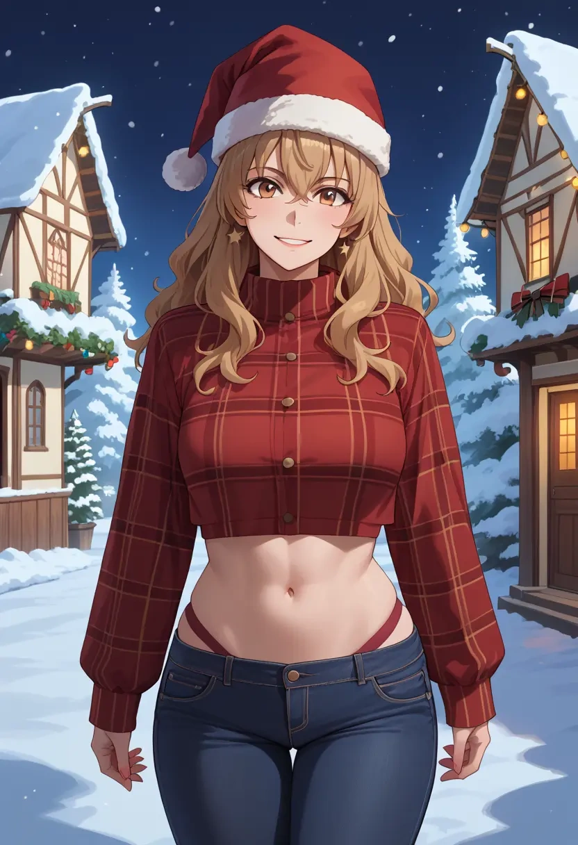 toradora!,aisaka_taiga,Christmas,plaid trousers  - 