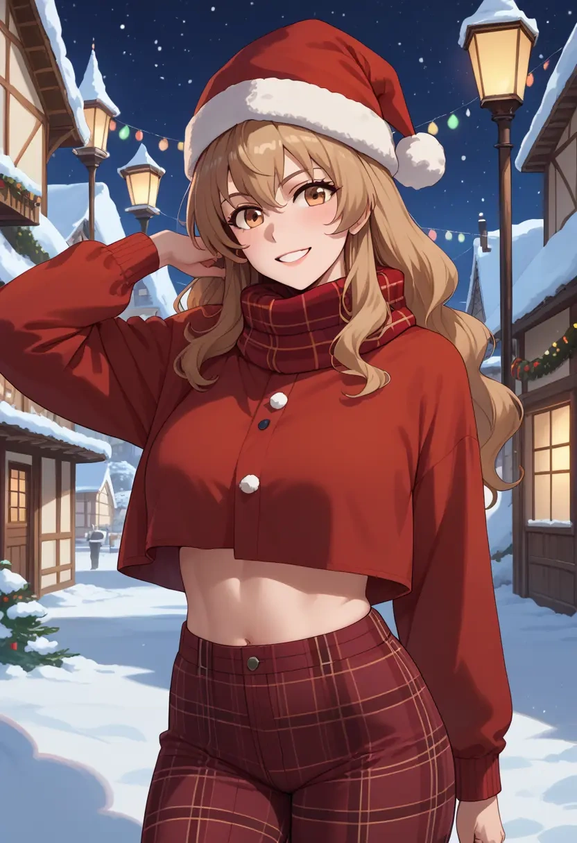 toradora!,aisaka_taiga,Christmas,plaid trousers  - 