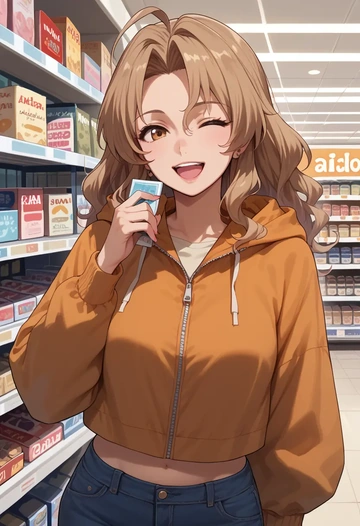 toradora!,aisaka_taiga,crop hoodie,shorts  - AI generated anime art