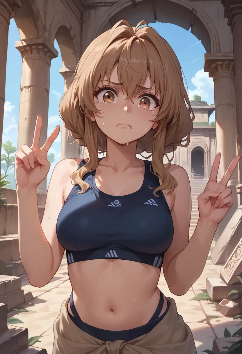 toradora!,aisaka_taiga,sports bra,wide-leg joggers  - 