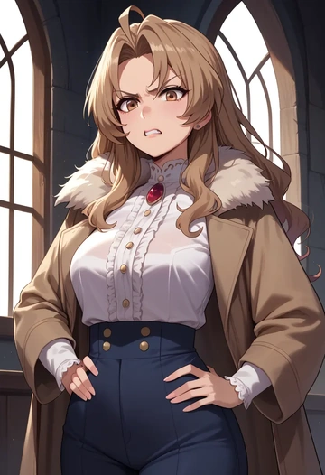 toradora!,aisaka_taiga,coat,fur-collar,tailored trousers  - AI generated anime art