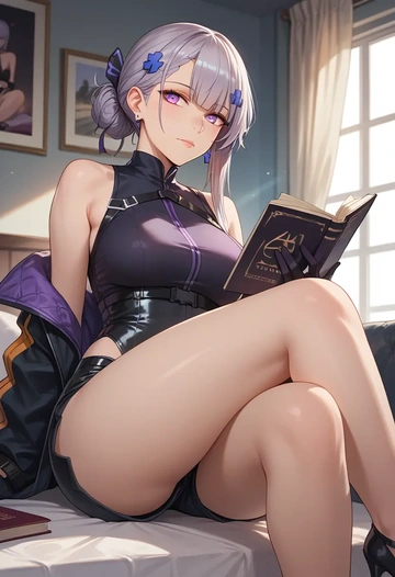 girls'_frontline,ak-12_(girls'_frontline),leather,shorts  - AI generated anime art