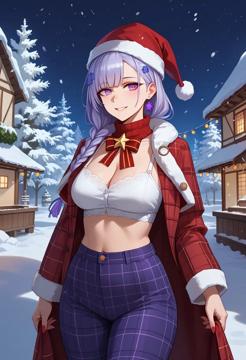 girls'_frontline,ak-12_(girls'_frontline),Christmas,plaid trousers  - 