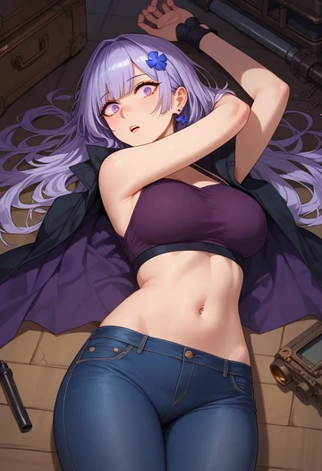 girls'_frontline,ak-12_(girls'_frontline),crop top  - AI generated anime art