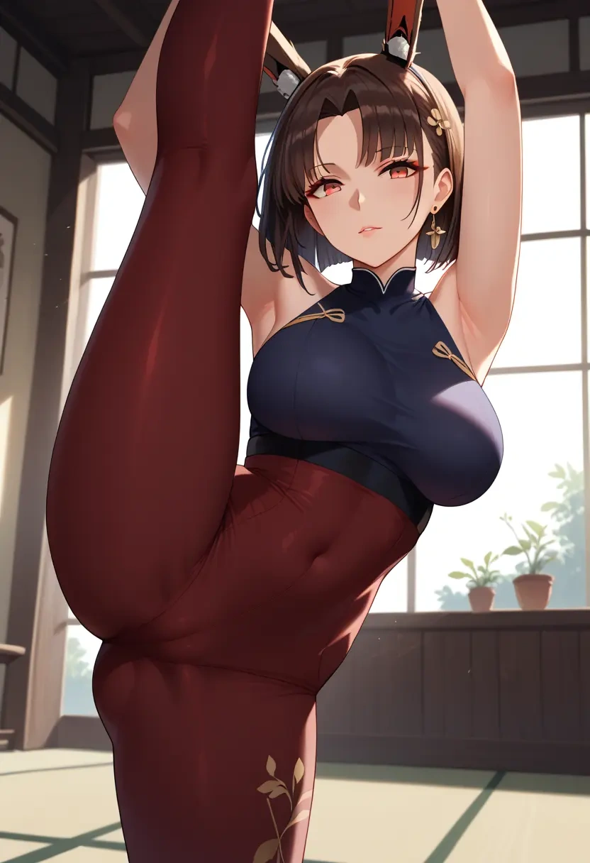 azur_lane,akagi_(azur_lane),yoga, standing split,sexy,  - 