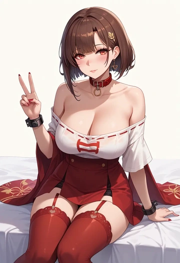 azur_lane,akagi_(azur_lane),blushing,collar,Thigh garters  - AI generated anime art