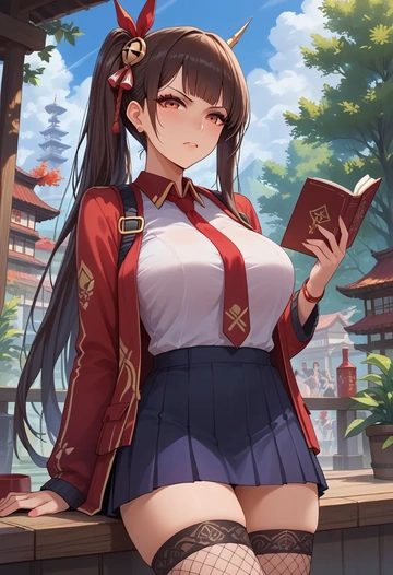 azur_lane,akagi_(azur_lane),mini skirt, stockings  - AI generated anime art