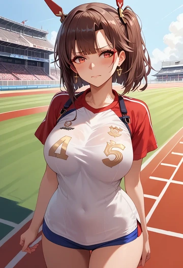 azur_lane,akagi_(azur_lane),handwritten script shirt,dolphin shorts  - AI generated anime art