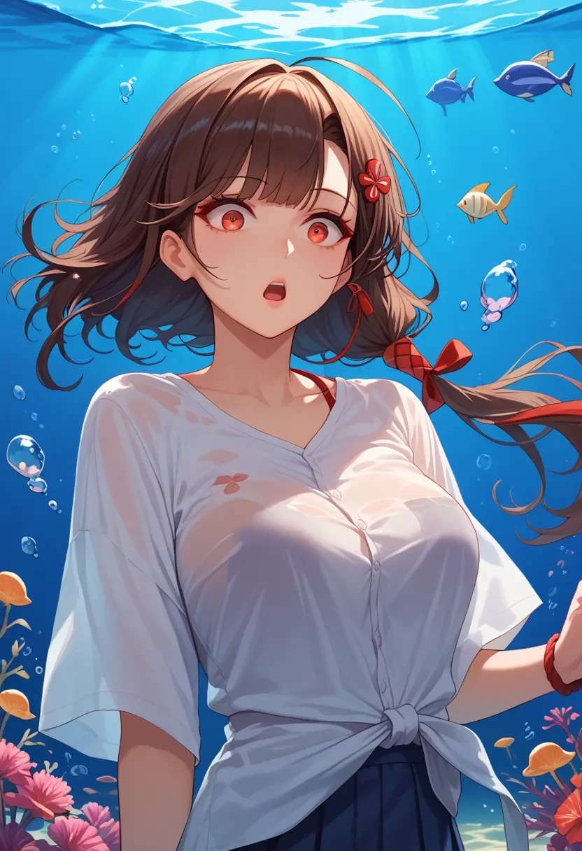 azur_lane,akagi_(azur_lane),tie-dye shirt,dolphin shorts  - 