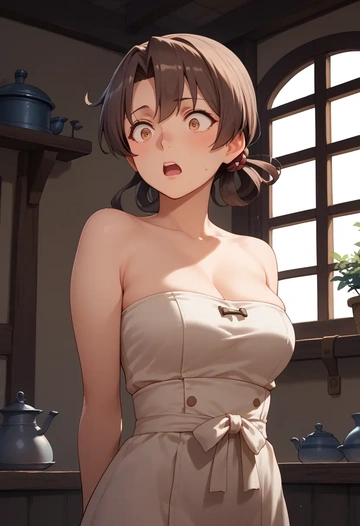 kantai_collection,akagi_(kancolle),tube top,jogger shorts  - AI generated anime art