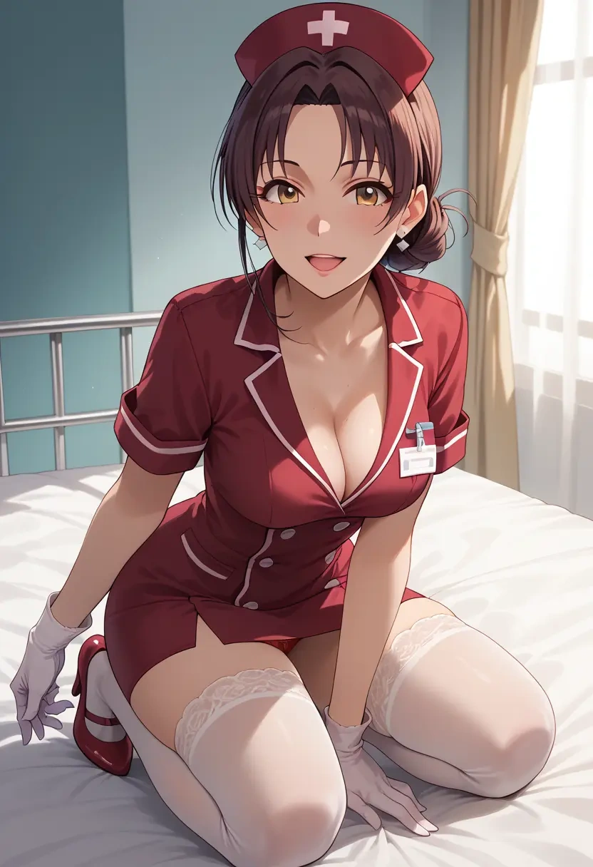 idolmaster,akagi_miria,nurse,stockings,sexy,panties  - 