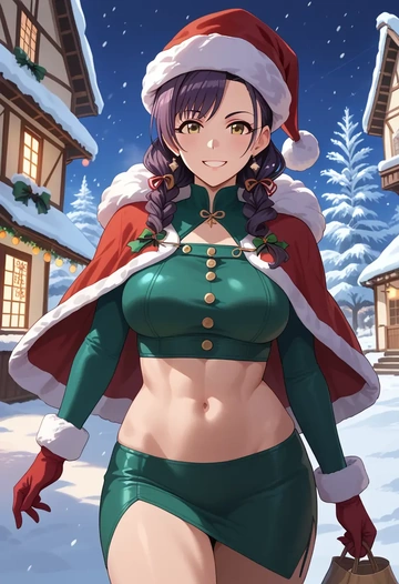 idolmaster,akagi_miria,Christmas,dress  - AI generated anime art