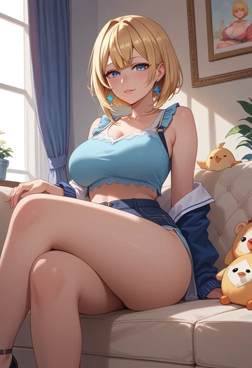 hololive,akai_haato,crop top  - AI generated anime art