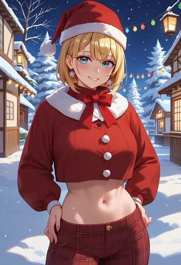 hololive,akai_haato,Christmas,plaid trousers  - AI generated anime art