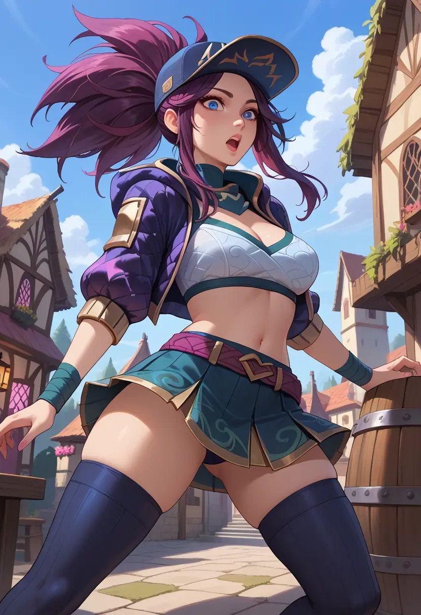 league_of_legends,akali,mini skirt,stockings  - 