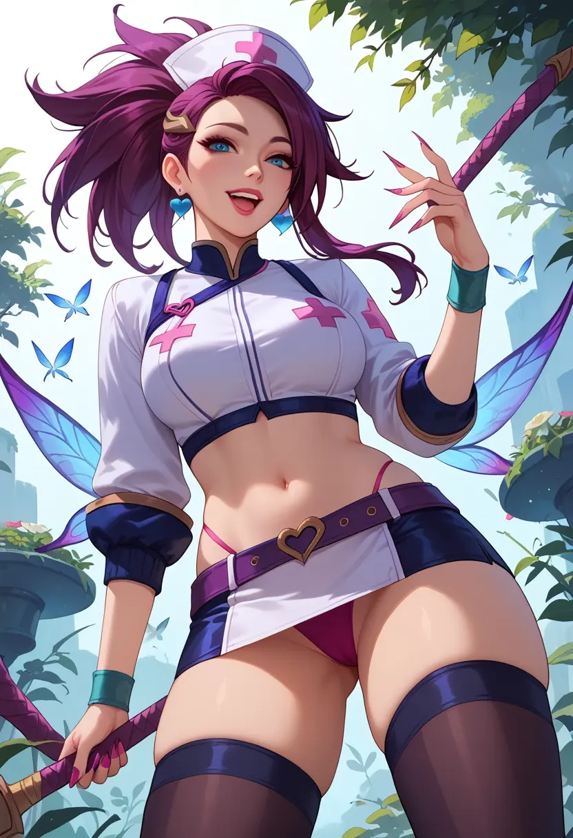 league_of_legends,akali,nurse pantyhose,mini skirt, sexy  - 