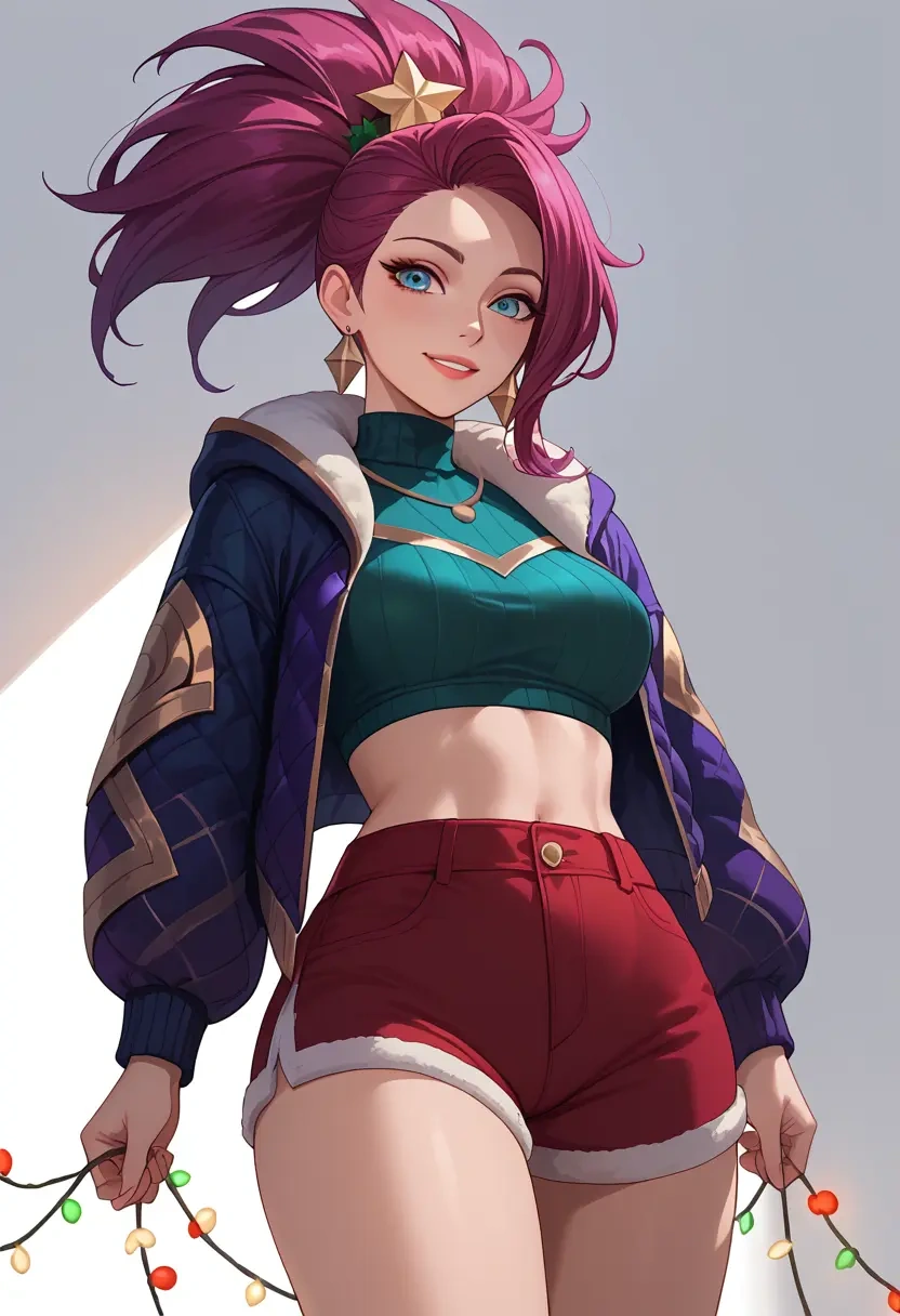 league_of_legends,akali,Christmas,red velvet shorts  - 