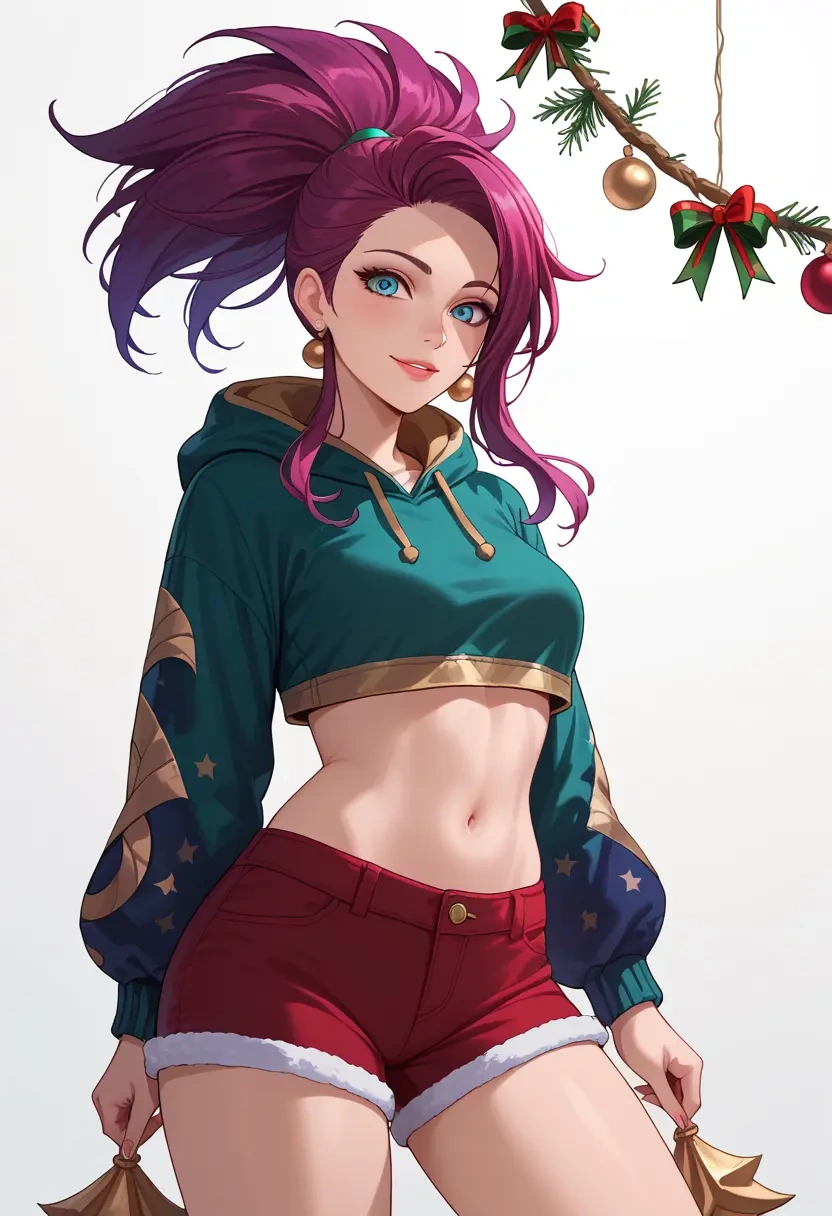 league_of_legends,akali,Christmas,red velvet shorts  - 