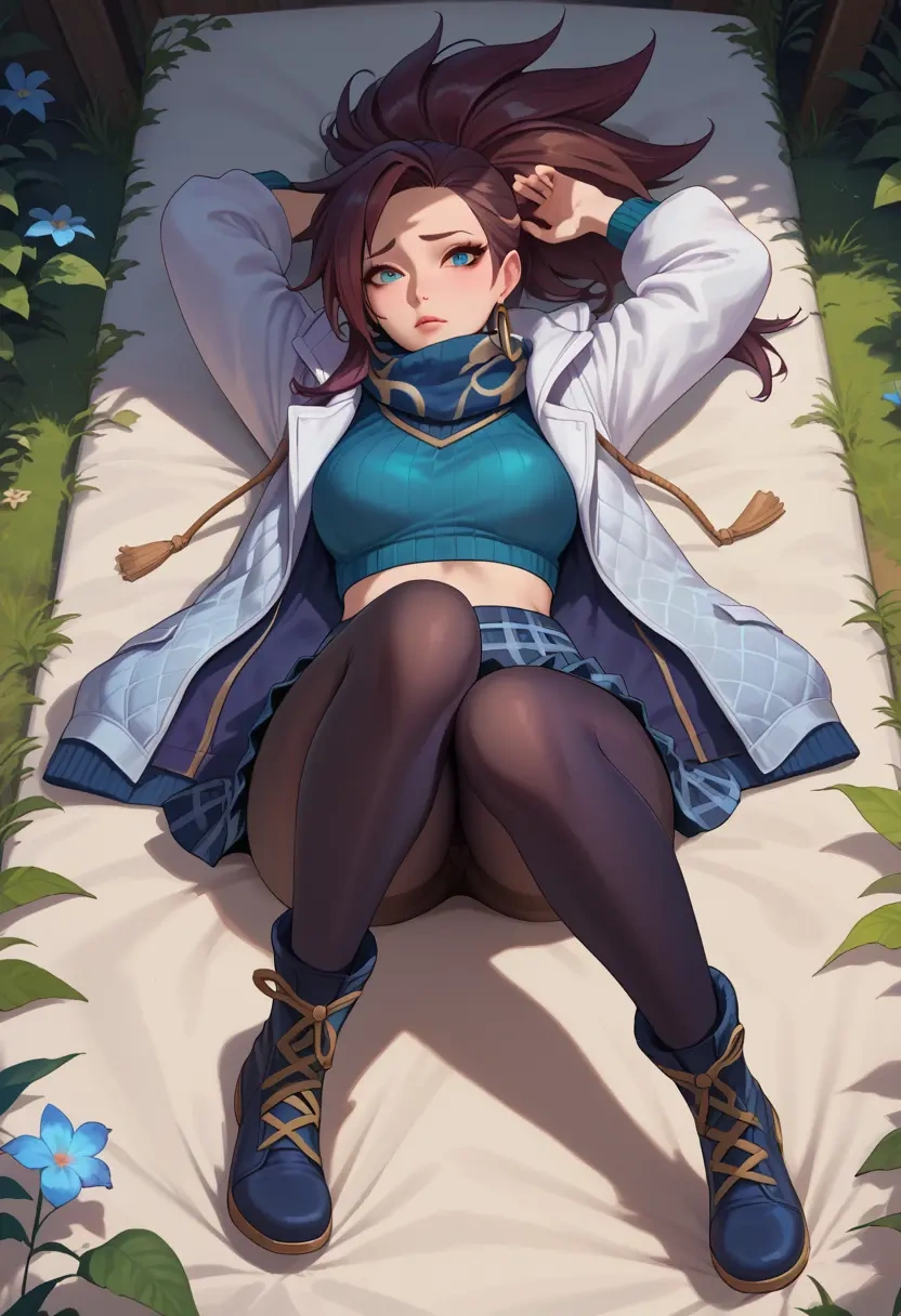 league_of_legends,akali,winter,student uniform,down jacket  - 