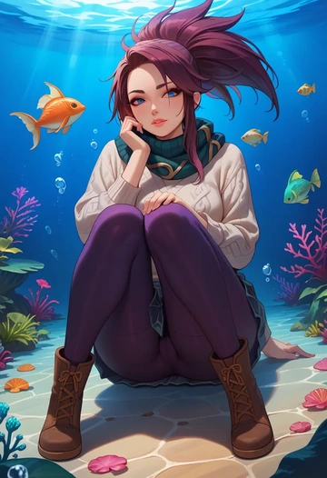 league_of_legends,akali,winter,student uniform,fur-lined parka  - AI generated anime art