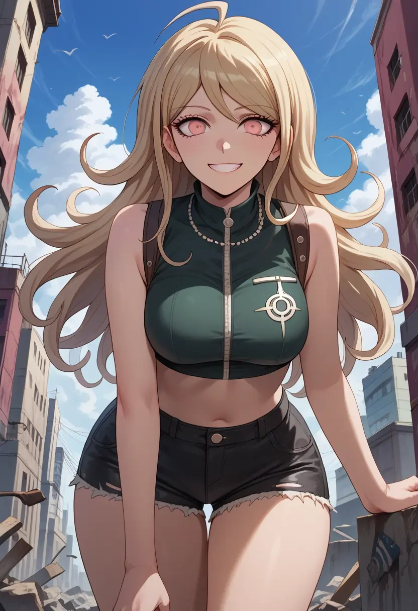 danganronpa_(series),akamatsu_kaede,leather,shorts,crop top  - 