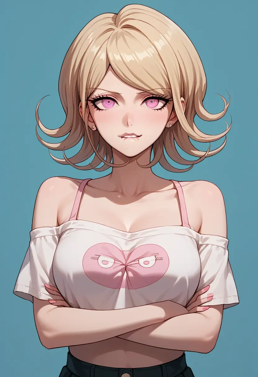 danganronpa_(series),akamatsu_kaede,off-shoulder top,dolphin shorts  - 