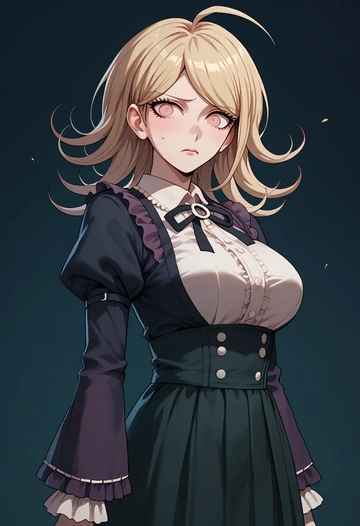 danganronpa_(series),akamatsu_kaede,witch blouse,asymmetrical skirt,striped stockings  - AI generated anime art