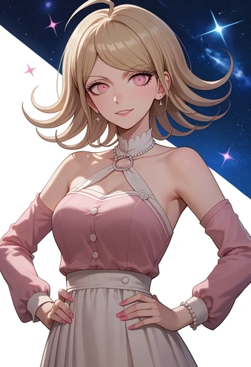 danganronpa_(series),akamatsu_kaede,dress,halter,layered tulle  - AI generated anime art