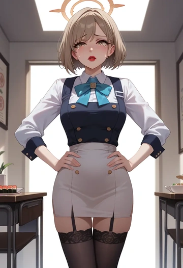 blue_archive,akane_(blue_archive),secretary,stockings  - AI generated anime art