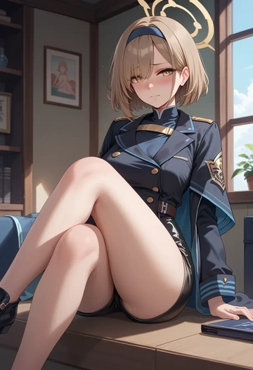 blue_archive,akane_(blue_archive),leather,shorts  - AI generated anime art