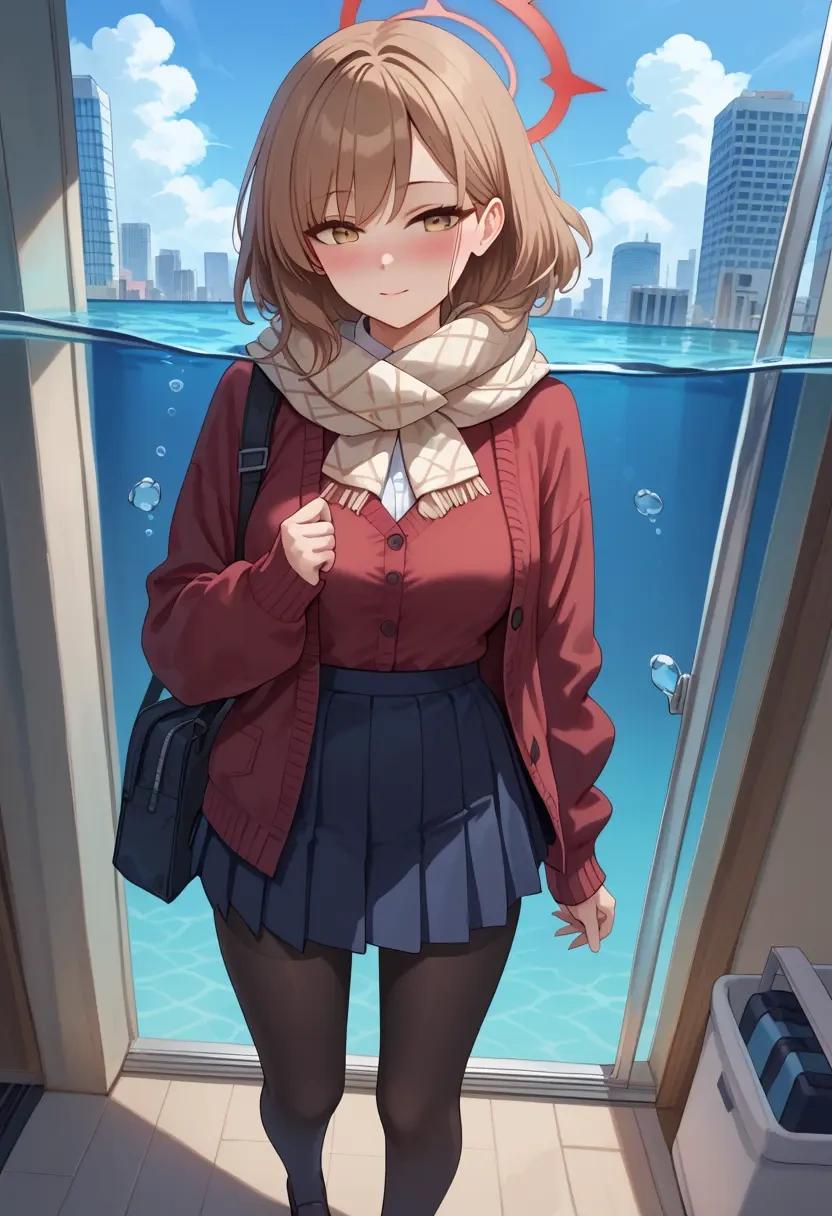 blue_archive,akane_(blue_archive),winter,student uniform,cardigan  - 