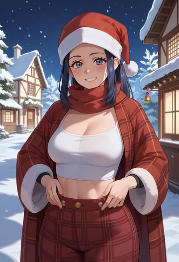 pokemon,akari_(pokemon),Christmas,plaid trousers  - AI generated anime art