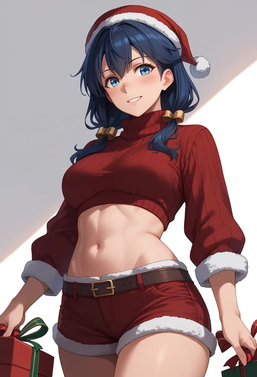 kantai_collection,akatsuki_(kancolle),Christmas,red velvet shorts,turtleneck sweater  - 