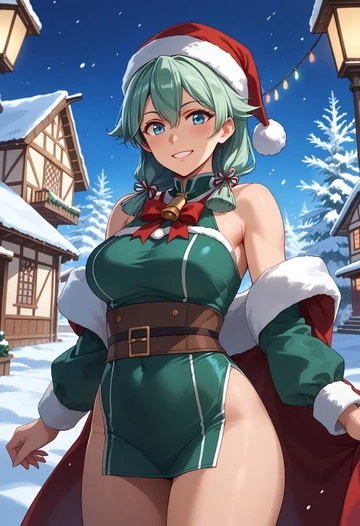 kantai_collection,akatsuki_(kancolle),Christmas,dress  - AI generated anime art