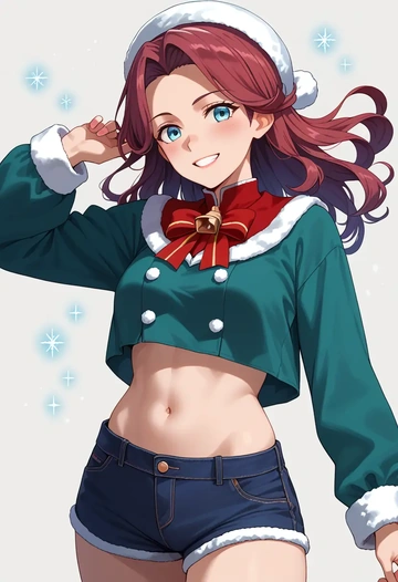 kantai_collection,akatsuki_(kancolle),Christmas,red velvet shorts  - AI generated anime art