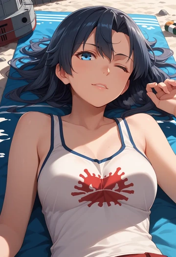 kantai_collection,akatsuki_(kancolle),abstract graffiti tank,dolphin shorts  - AI generated anime art