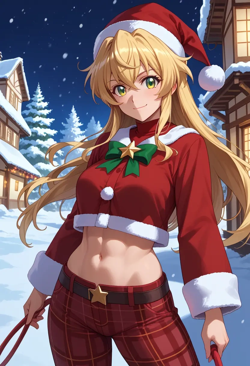 senki_zesshou_symphogear,akatsuki_kirika,Christmas,plaid trousers  - 