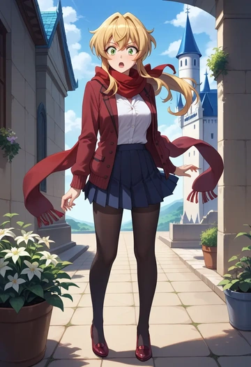 senki_zesshou_symphogear,akatsuki_kirika,winter,student uniform,cardigan  - AI generated anime art