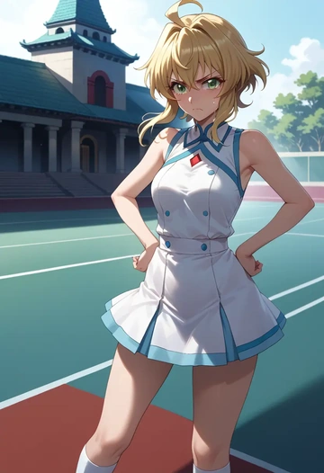 senki_zesshou_symphogear,akatsuki_kirika,tennis skirt  - AI generated anime art