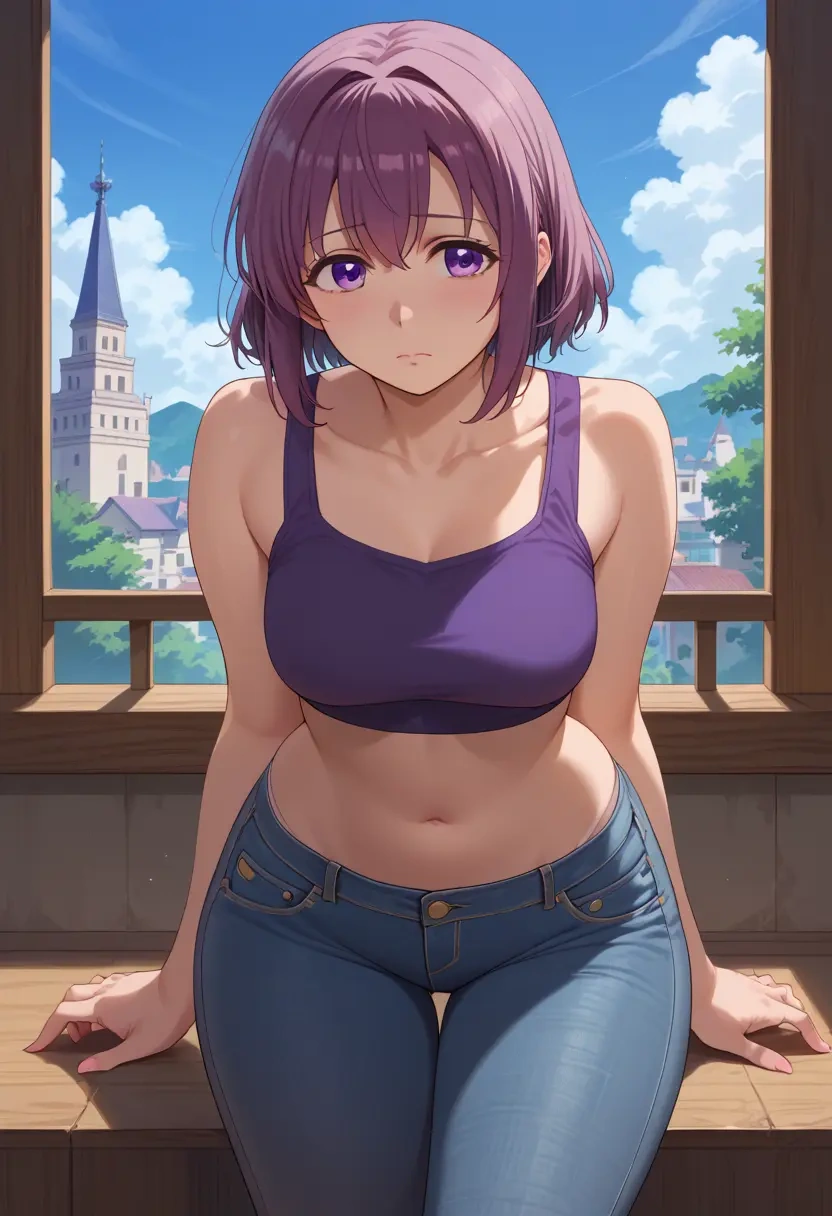 yuru_yuri,akaza_akari,crop top  - 