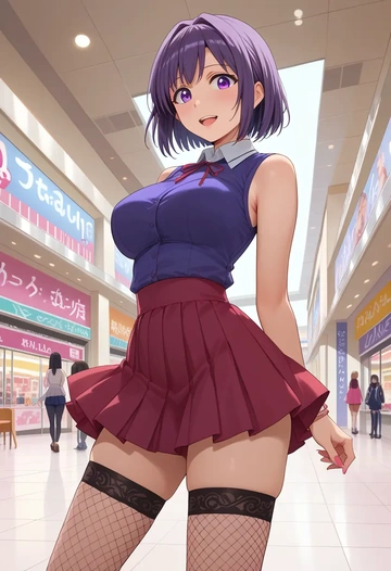 yuru_yuri,akaza_akari,mini skirt, stockings  - AI generated anime art