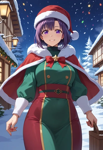 yuru_yuri,akaza_akari,Christmas,dress  - AI generated anime art