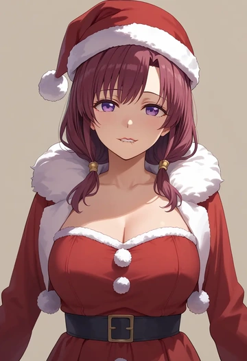 yuru_yuri,akaza_akari,Christmas,red velvet dress  - AI generated anime art