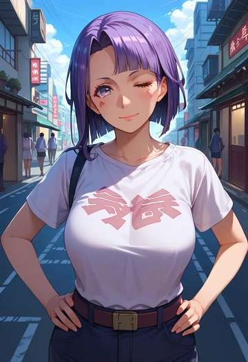 kantai_collection,akebono_(kancolle),calligraphy print shirt,dolphin shorts  - AI generated anime art