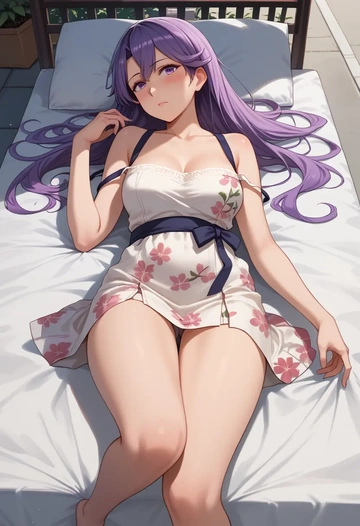 kantai_collection,akebono_(kancolle),silk slip dress,floral prints  - AI generated anime art