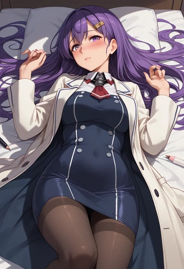 kantai_collection,akebono_(kancolle),coat,long,double-breasted,pencil skirt  - AI generated anime art