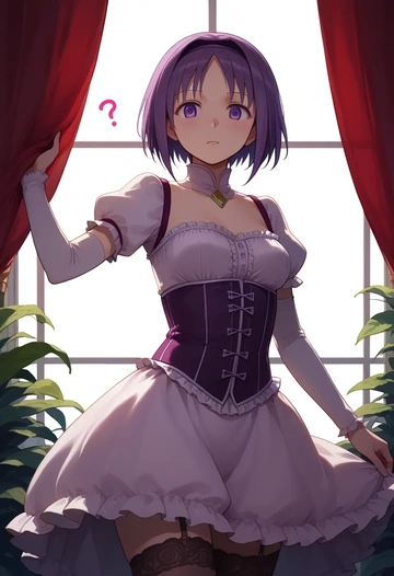 mahou_shoujo_madoka_magica,akemi_homura,Victorian-era,stockings,sexy  - AI generated anime art