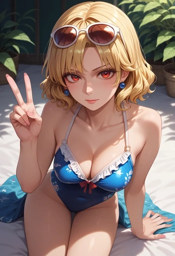 touhou,aki_minoriko,swimsuit,sexy  - AI generated anime art