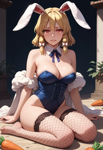 touhou,aki_minoriko,bunny girl, sexy,stockings  - AI generated anime art