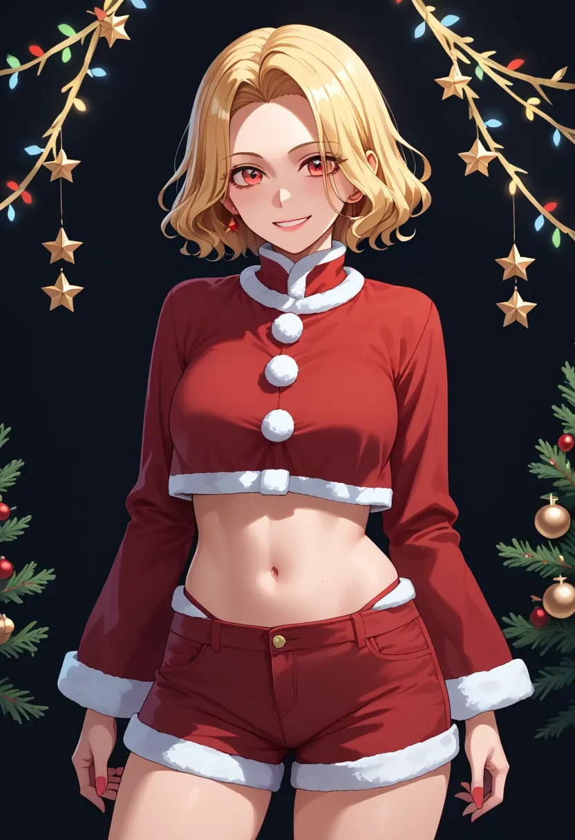 touhou,aki_minoriko,Christmas,red velvet shorts  - 